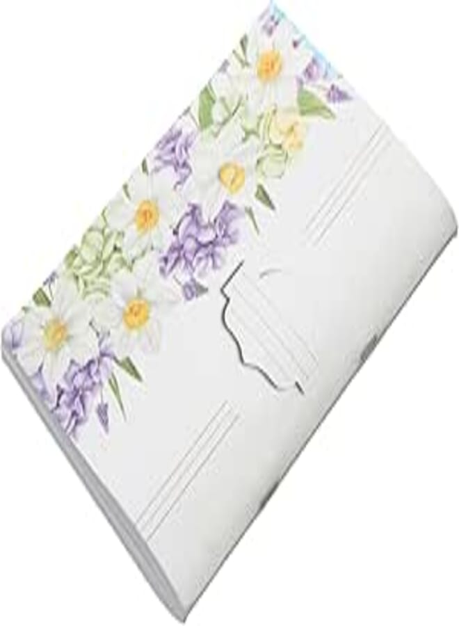 School Notebook 100 Sheets White Flower Design 16 × 22.5 cm Cardboard Cover perfect for writing exercises and daily notes white